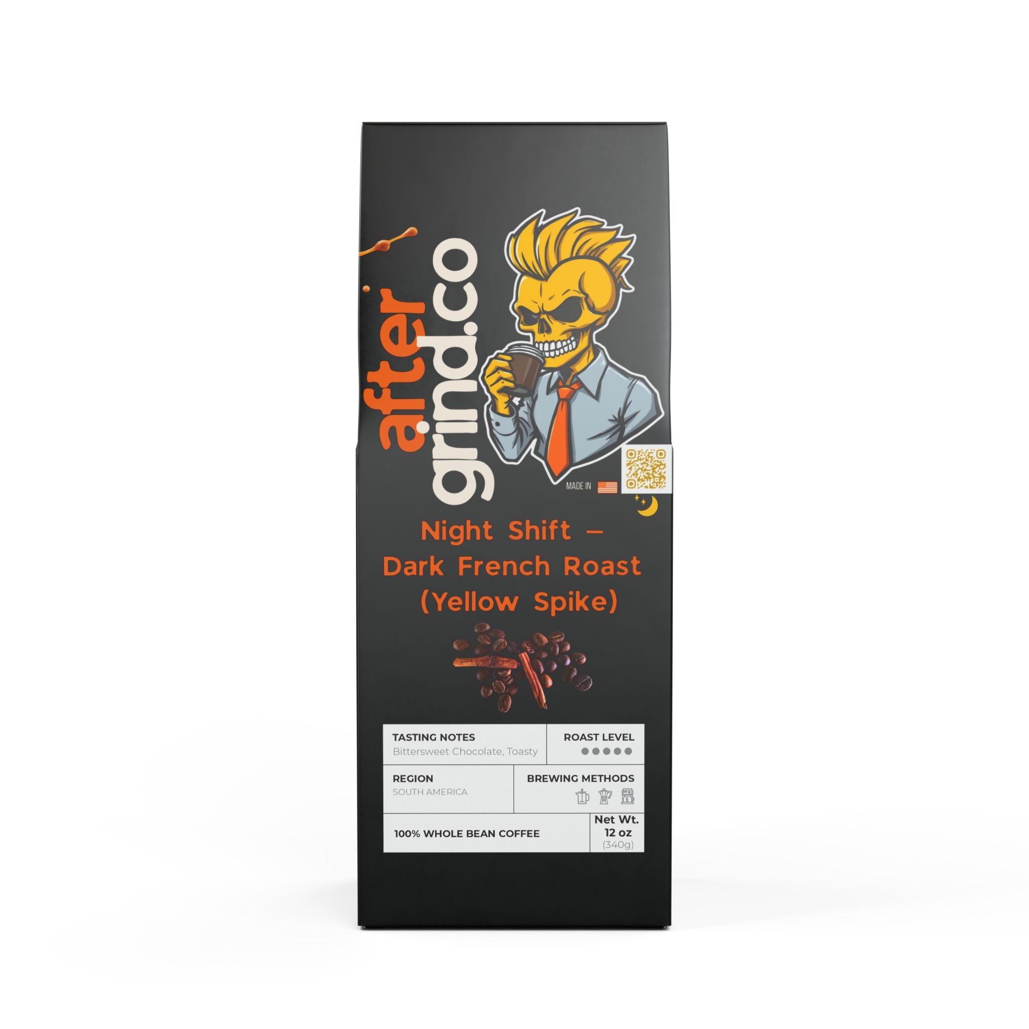 🌙 AfterGrind – Night Shift (Dark French Roast) | Yellow Spike
